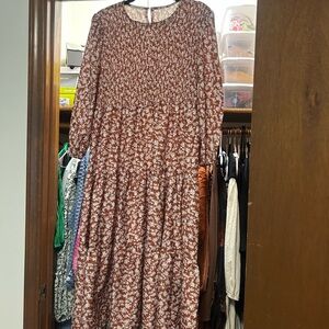 Sunday Rust Floral Long Sleeve Dress